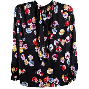 Ann Taylor Women's Black Floral Long Sleeve Blouse, Extra Small
